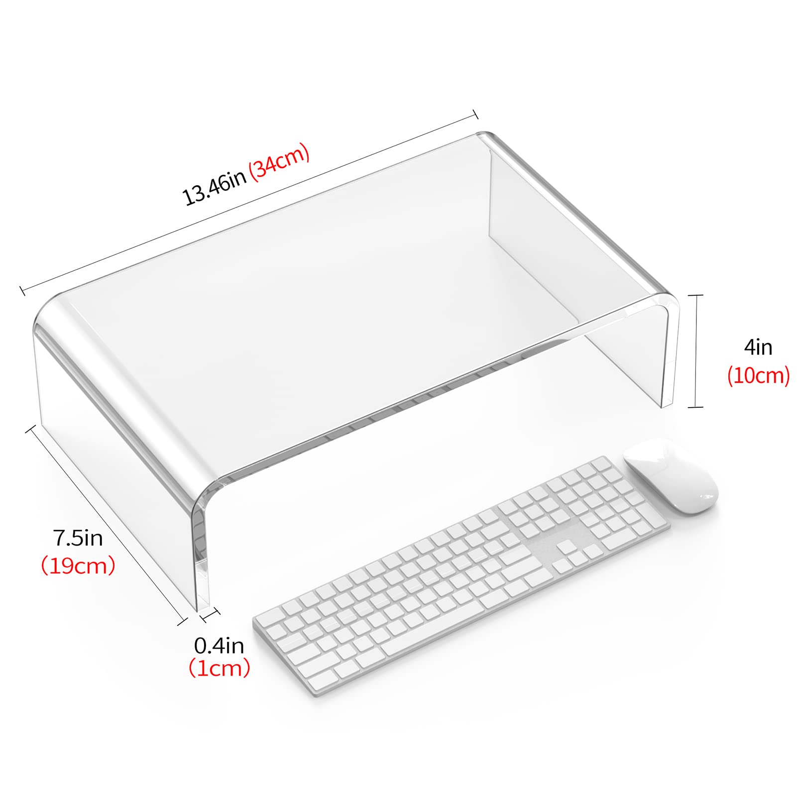  Beimu Acrylic Monitor Stand Riser Clear Laptop Stand for Desk  Acrylic Monitor Riser for Desk Accessories Aesthetic Laptop Riser Clear  Computer Stand White Office Supplies for Women Essentials : Electronics